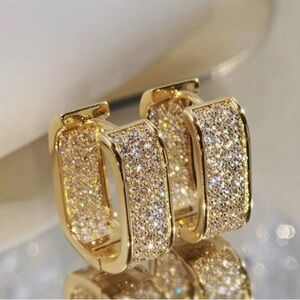 Square Synthetic Zirconia Inlaid Earrings
